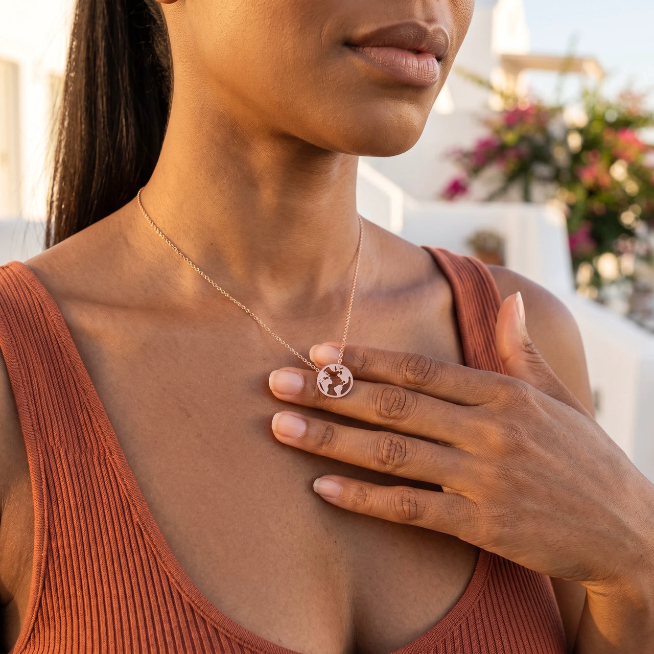Kette mit anhänger damen — getragen im Alltag, Roségold | SKU: 22173453-rose-gold