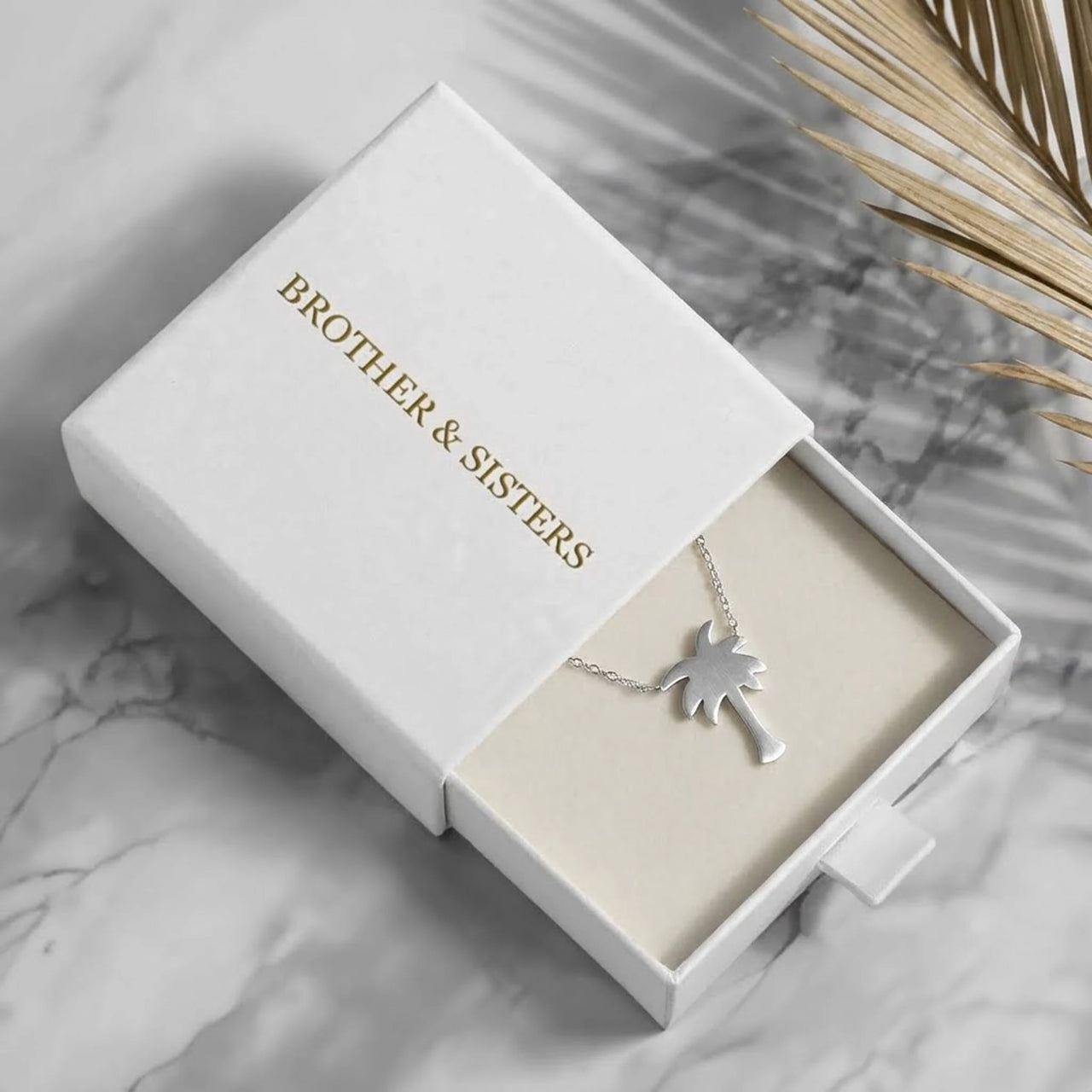 Palmen kette — in der Geschenkbox, Silber | SKU: 8732822-silver-plated