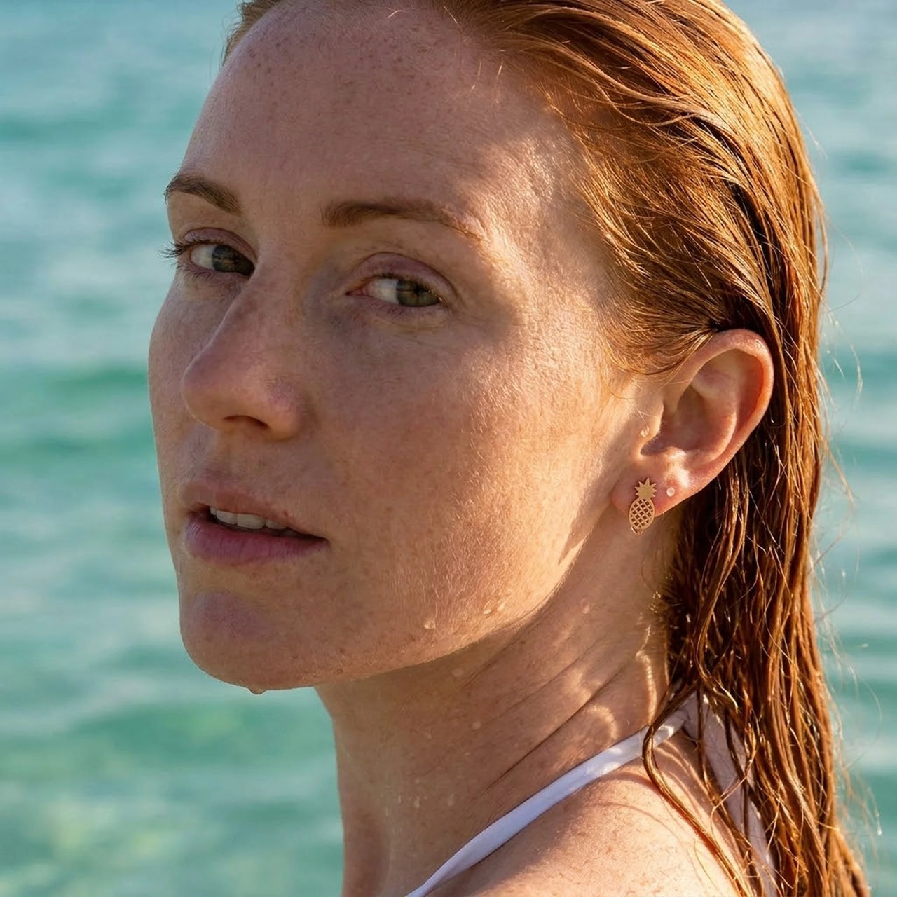 Ananas ohrringe — im Wasser getragen, wasserfest, Roségold | SKU: 437186-rose-gold-color