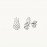 Thumbnail for Ananas ohrringe — Produktfoto auf weißem Hintergrund, Silber | SKU: 437186-silver-plated