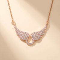 Thumbnail for Pave Angel Wings Necklace, rose gold | SKU: 42002-rose-gold