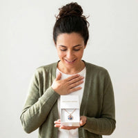 Thumbnail for Mother discovering her baby son's photo in the rose gold octagon necklace gift box | SKU: TPH-OCTN-ROSEGOLD
