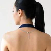 Thumbnail for Back of the neck showing the lobster clasp and extension chain of the silver photo necklace | SKU: TPH-OCTN-SILVER