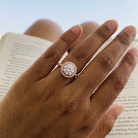 Thumbnail for Halo ring — getragen, echte Größe, Roségold | SKU: 101791-4.5-rose-gold
