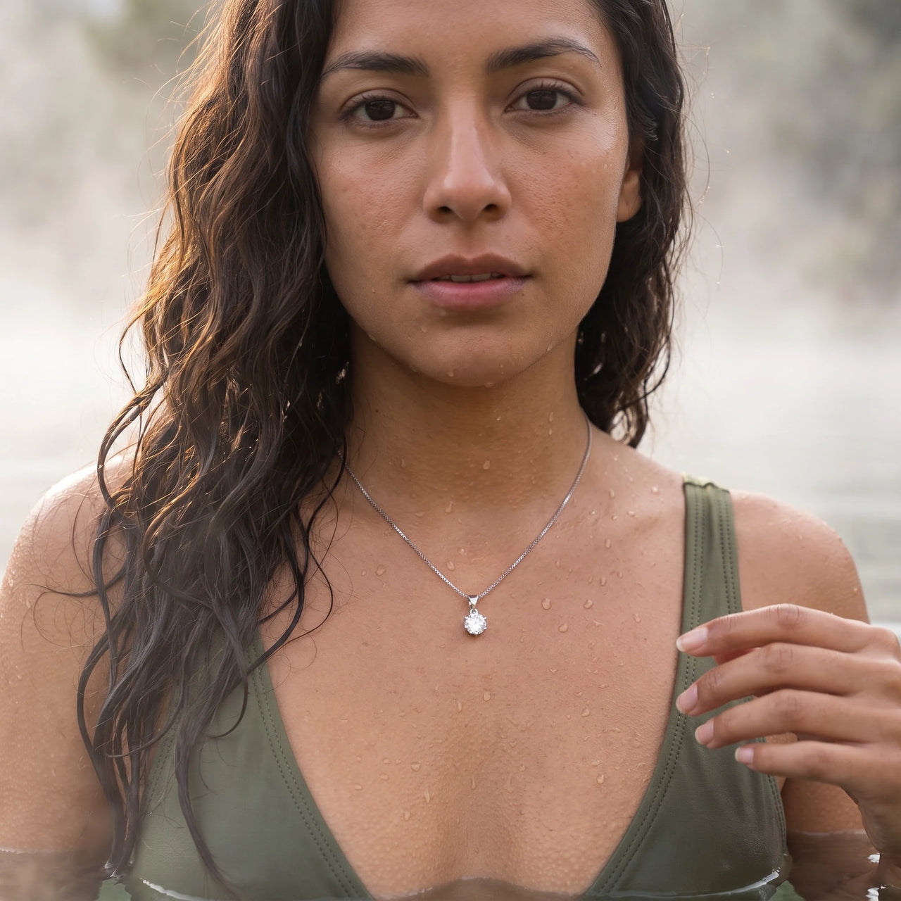 Silver necklace worn in the water, waterproof stainless steel | SKU: 505665