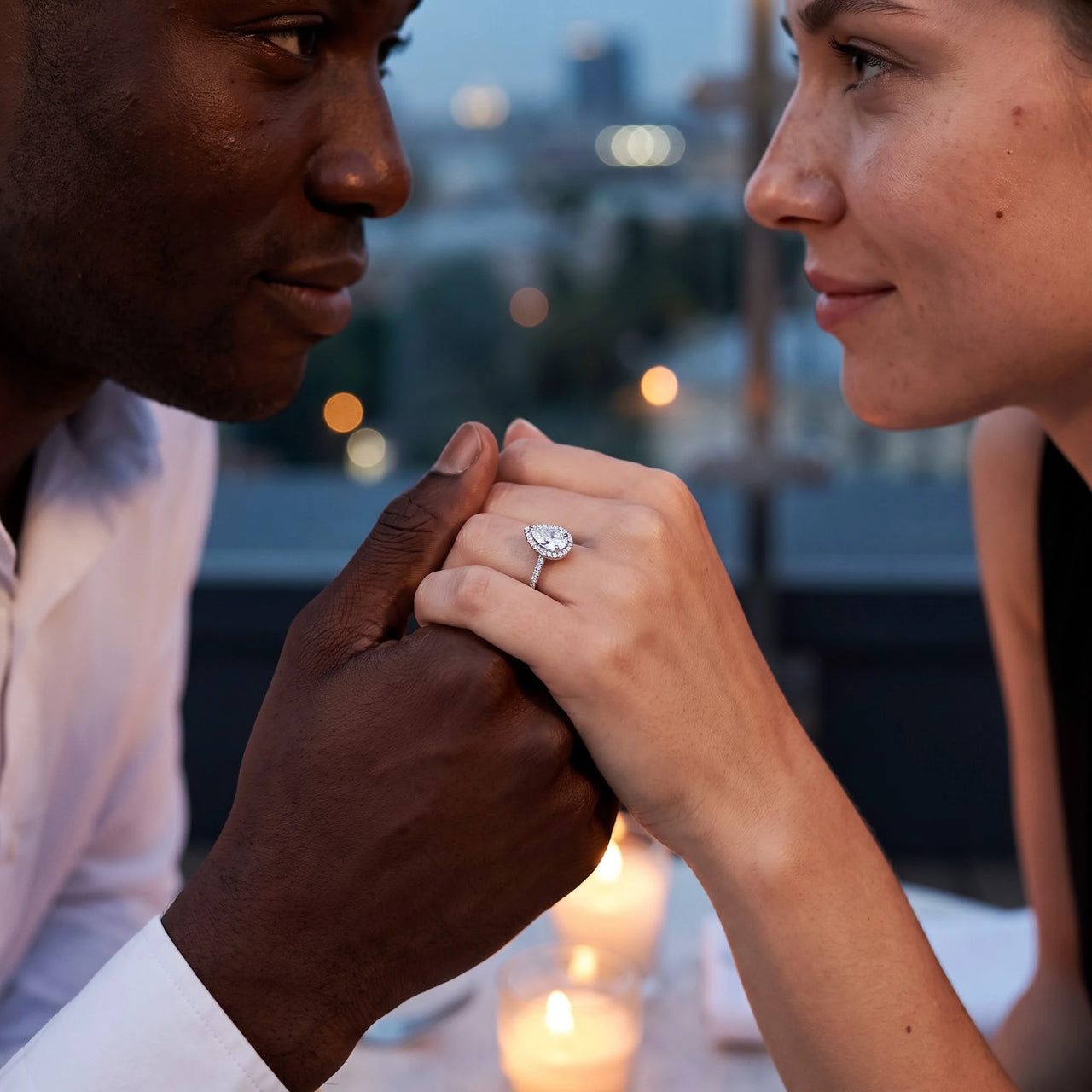 Halo ring — von einem Paar getragen, Silber | SKU: 505162-4.5-silver