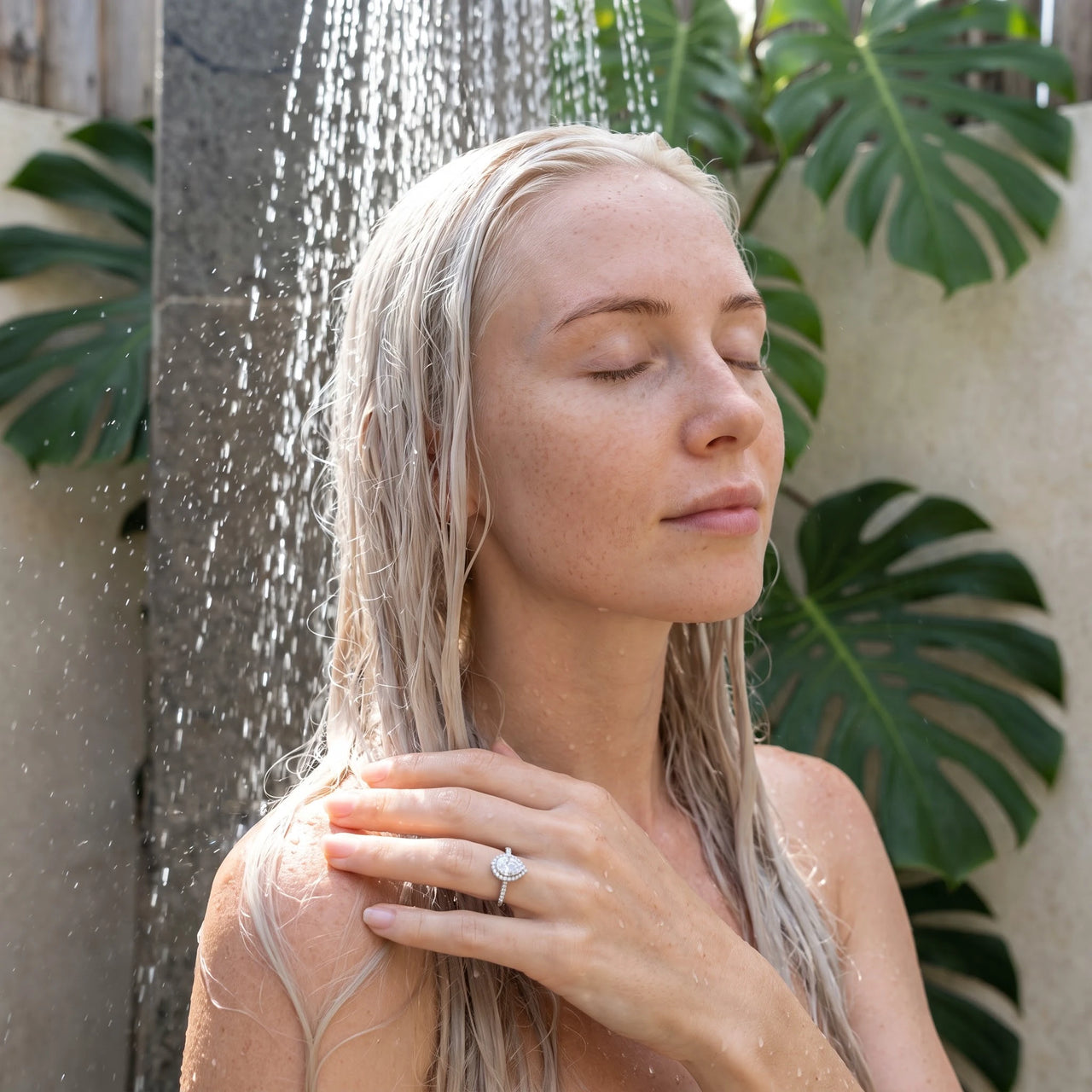 Halo ring — unter der Dusche getragen, wasserfest, Silber | SKU: 505162-4.5-silver