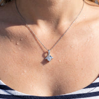 Thumbnail for Close-up of the silver necklace worn on the skin | SKU: 6309048