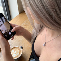 Thumbnail for Silver necklace worn, showing its real size | SKU: 6309048