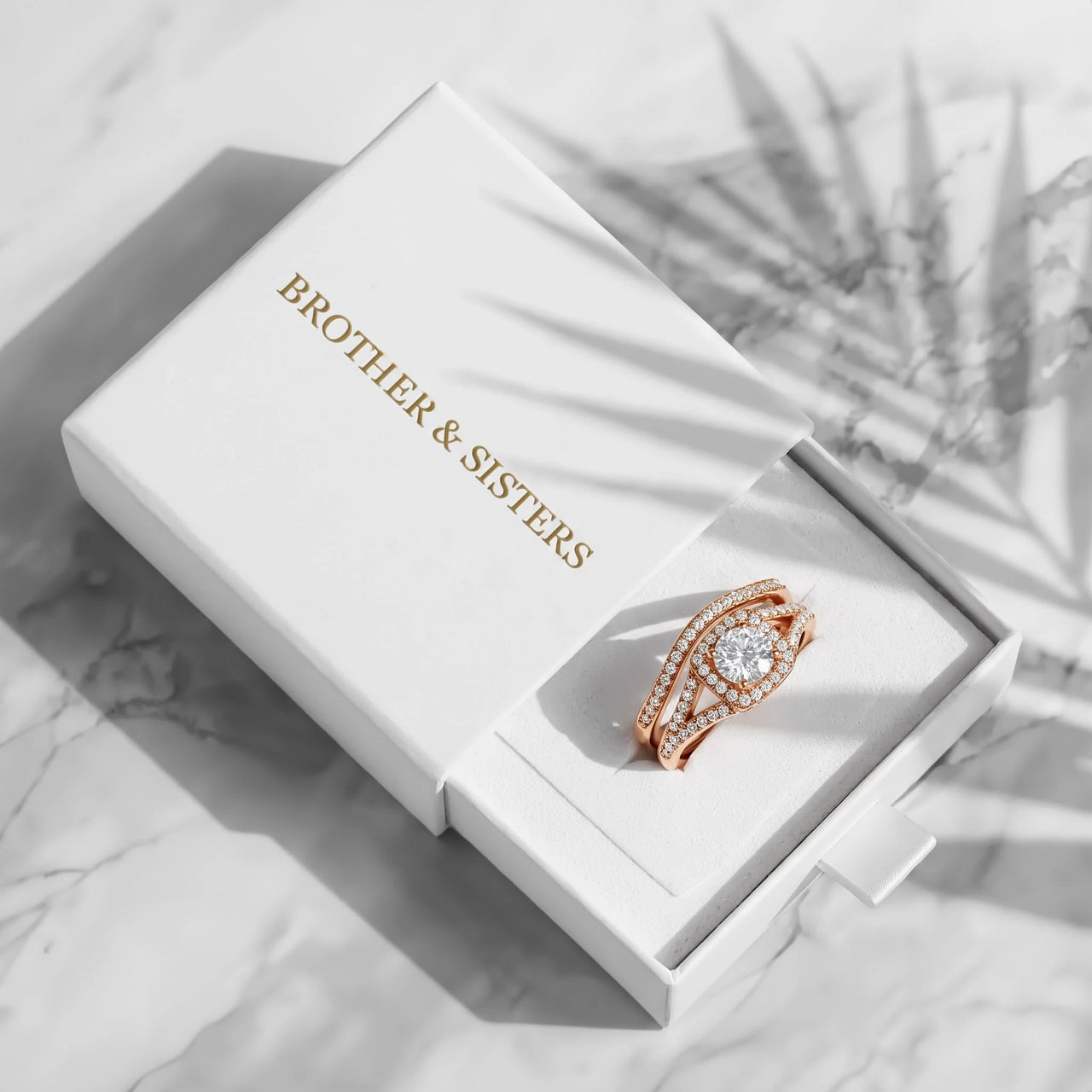 Verlobungsring und ehering set — in der Geschenkbox, Roségold | SKU: 497080-4.5-rose-gold