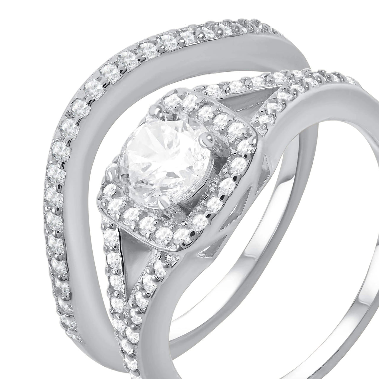 Verlobungsring und ehering set — Produktfoto auf weißem Hintergrund, Silber | SKU: 497080-4.5-silver