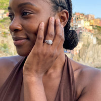 Thumbnail for Verlobungsring und ehering set — getragen auf einer Reise, Silber | SKU: 497080-4.5-silver