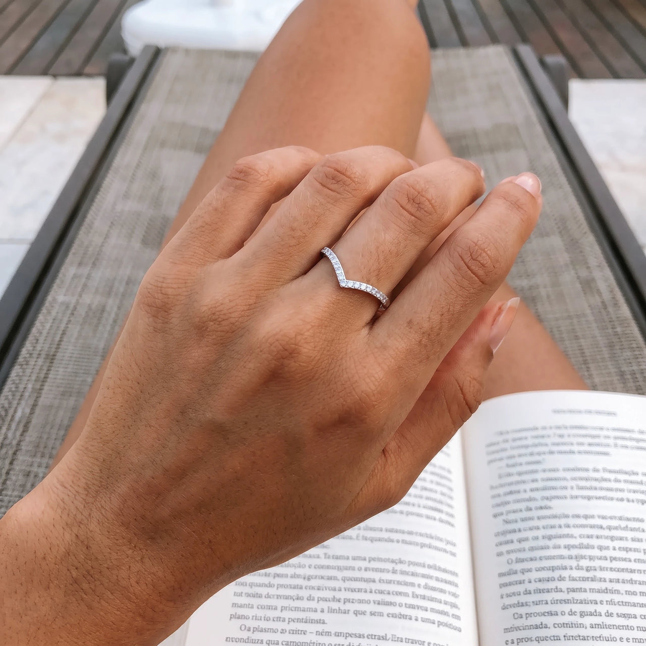 V ring — getragen, echte Größe, Silber | SKU: 10645547-4.5-silver