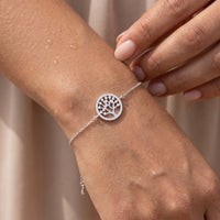 Thumbnail for Lebensbaum armband — Nahaufnahme der Details, Silber | SKU: 18963309-white-gold